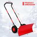 Snow Shovel with Wheels,29" Snow Removal Tool with Metal Angled Blade,Snow plow Shovel with Adjustable Handle for Doorway Sidewalk Driveway Snow Clean,Snow Pusher with Ergonomic Double Rod Handle