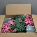 QIANYUN Artificial Geranium Bush  20 Inch Outdoor Potted Artificial Plant for Front Porch, UV Resistant Faux Flower Bush for Garden, Yard & Patio Decor (2 Pack) (White-pink)