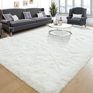 Tepook Super Soft Fluffy Rug for Bedroom, Modern Shaggy Rug Fuzzy Kids Rug for Living Room, Plush Indoor Nursery Home Decor Dorm Rug with Non-Slip Bottom, Cream White, 4 X 6 Feet