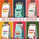 Leesgel 30 Pcs Hawaiian Luau Gift Bags for Party Supplies with 30 stickers, 6 Styles Hawaiian/Luau/Flamingo/Tropical Treat Bags Bulk, Kids Party Favors Goodie Stuffer Bag
