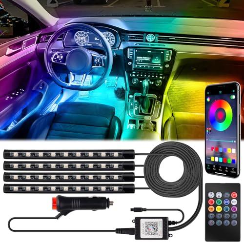 BFXM Car Interior Lights, 12V LED Strip Lights with Cigarette Lighter Adapter, Ambient Lighting Car Accessories, App & Remote Control Music Sync Color Change Lights for Truck Car Decor (36LED Beads)