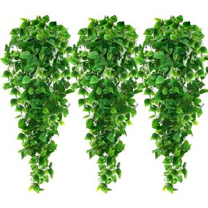 Ageomet 3pcs Artificial Hanging Plants, 3.6ft Fake Ivy Vine for Wall House Room Indoor Outdoor Decoration (No Baskets)