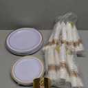 M MCIRCO 175 Piece Gold Dinnerware Set - 50 Plastic Plates, 25 Cups, 25 Pre Rolled Napkins with Plastic Silverware, Disposable Gold Dinnerware Set for 25 Guest