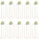 Nuptio Gold Vases for Centerpieces Wedding with Acrylic Panel - 10 Pcs 31.5 inch Tall Gold Vase Wedding Centerpieces for Tables - Geometric Centerpieces Table Flower Stand for Weddings Centerpieces