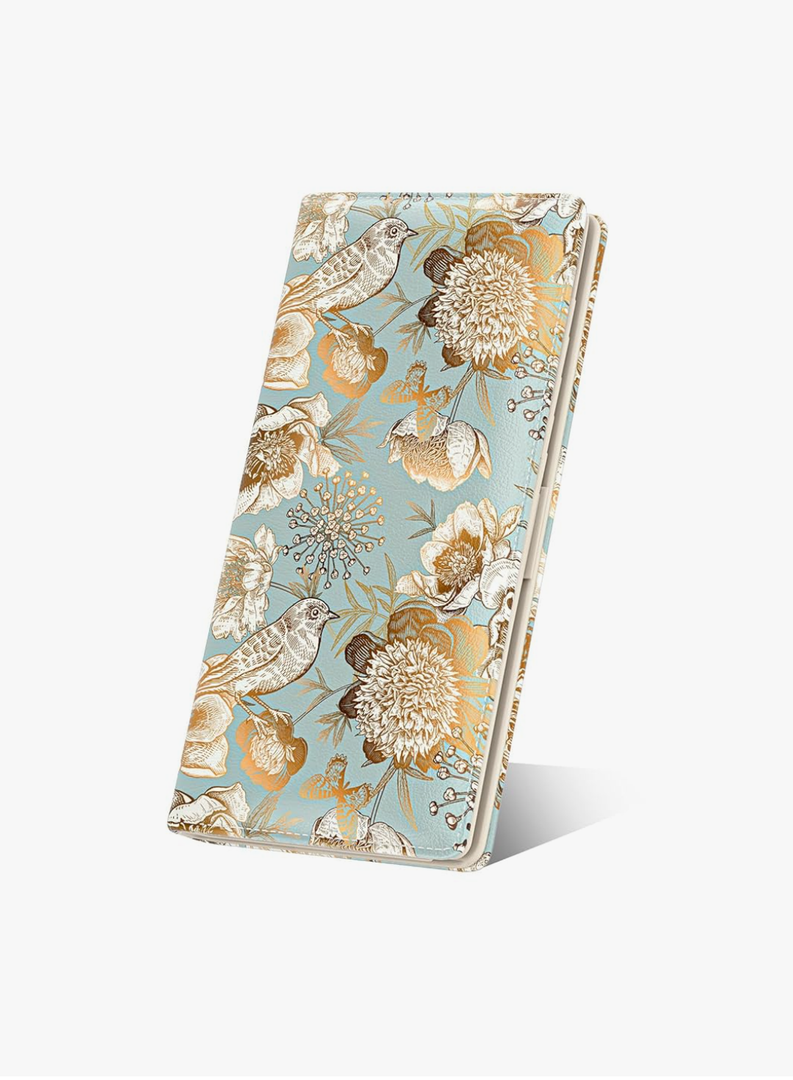 Nipichsha Womens Wallet, RFID Slim Wallets for Women, Thin Ladies Credit Card Holder Purse, Cute Leather Bifold Clutch Billfold with 11 Card Slots & ID Window, Blooming Flowers