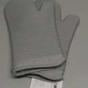 KITCHENAID Ribbed Soft Silicone Oven Mitt 2-Pack Set, 7.5"x13", Grey