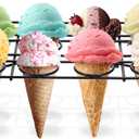 Patelai 2 Pack Ice Cream Cone Baking Racks 12-cavity Cupcake Cone Holders Cupcakes Display Stands Cooling Racks for Home Kitchen Baking Cooking Ice Cream Tools Supplies(Black)