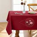 Pureegg Rectangle Linen Tablecloth Waterproof & Stain Resistant, Wrinkle-Free Table Cloth Adds Elegance and Protection, Ideal for Dining, Party, Wedding and Outdoor, 52 x 70 Inch, Red