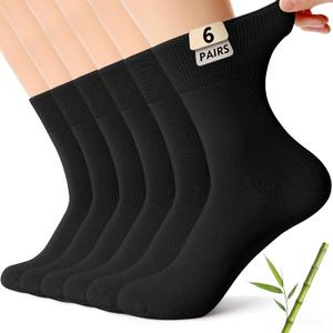 CS CELERSPORT Womens Soft Bamboo Rayon Mini Crew Socks, Thin Breathable Trouser Dress Casual Ankle Socks 6 Pairs, Medium 