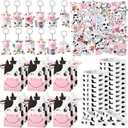 Fumete 86 Pcs Cow Party Favors Supplies Include Cow Keychain Party Paper Bags Keychains Cow Silicone Bracelets Vinyl Stickers for Girls Kids Baby Shower Treat Goodie Birthday Supplies