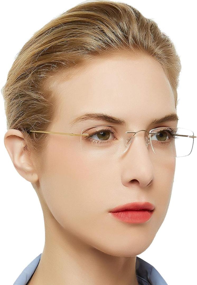 OCCI CHIARI Reading Glasses 1.0 For Women Men Eye Reader with Titanium Frameless Durable Spring Hinge 1.0 1.5 2.0 2.5 3.0 3.5 1.25 1.75 2.25 2.75