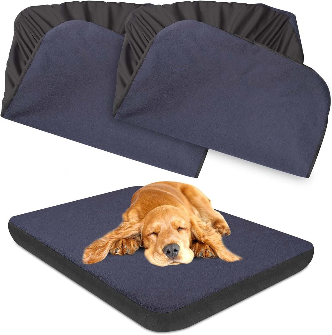 Dog Bed Covers Replacement Washable 100% Waterproof Dog Bed Sheets, Soft & Noiseless Pet Bed Cover, 2 Pack, 36" x 27" Blue