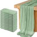 12 Pack Cheesecloth Table Runner, Runner Gauze Boho Wedding Decor Romantic Table Runner for Wedding Birthday Party(35" x 118") (Sage Green)