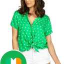 Tipsy Elves St Patricks Day Hawaiian Shirts for Women - Casual St. Paddys Womens Short Sleeve Button Down Shirt (X-Small, Button-down Irish Heart (Green))