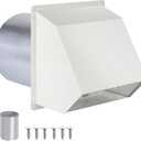 10 Inch Hooded Wall Vent with Screen and Damper, Outdoor Wall Exhaust Vent Cover Cap for Kitchen Range Hood Dryer Exterior Ventilation and Outside Air Exhaust, Galvanized Steel, White