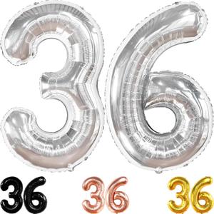KatchOn, Silver 36 Balloon Number - Huge 40 Inch | Silver Number 36 Balloon for 36 Birthday Decorations for Men | 36 Number Balloons for 36th Birthday Decorations for Women | Number 36 Silver Balloons