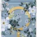 SCORPIFY for iPhone 17 Pro Case [Compatible with MagSafe] with Blue Nemophila Floral Design, Cute Clear Flower Magnetic Phone Cover for Women Girls,[Non Yellowing] Slim Bumper with Gold Accents
