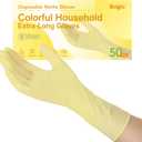 12-Inch Extended Disposable Nitrile Gloves, Latex-Free Powder-Free, Full Palm Textured Grip, Multipurpose Home, Small (Pack of 50), Lemon Yellow (Pack of 50))