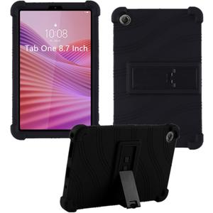 Case for Lenovo Tab One 8.7 Inch Tablet 2025 (TB305FU), Kids Friendly Soft Silicone Adjustable Stand Cover for Lenovo Tab K9 Tablet 8.7 inch Tablets (Black)