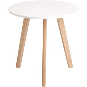 CangLong Modern Round End Side Kitchen Living Leisure Pedestal Wooden Coffee White Dining Room Home Furniture Table for Use in Bedroom