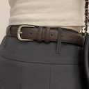 EMMIOL Cool Y2K Belt Women Black bb Belt Silver Buckle Oval D Ring Star Belts Trendy Streetwear Punk for Jeans (Brown)