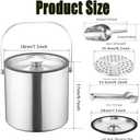 3L Double-Wall Insulated Ice Bucket with Lid, Ice shovel &Tongs and Strainer, Stainless Steel Ice Bath Tub with Silicone Sealed Lid for Wine, Ice Buckets for Parties, Wine Chiller, Light Sliver