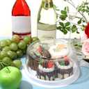 24 Pieces 8 Inch Disposable Cake Containers with Lids Plastic Serving Tray Clear Platters with Clear Lids Round Disposable Cake Holder for Storing Party Takeout Food Catering Display (White)