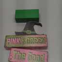 4 Pcs Pink Green Party Decorations Witch and Princess Table Decor Witchy Hat Wooden Signs Farmhouse Pink Green Witch and Princess Table Centerpiece for Home Office Desk Shelf Party Decorations