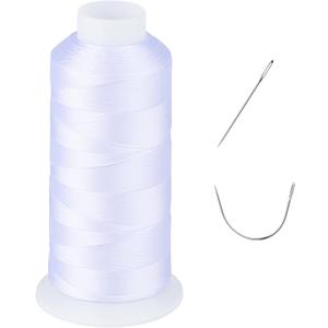 UV Resistant - Heavy Duty Outdoor Thread for Hand or Machine Sewing - Simthread 100% Polyester Bonded Thread Tex 69 (12wt) - 1500 Yards NP-White