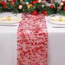 2 x Snowkingdom Red Sparkly Table Runner Sequin Glitter Metallic Foil Mesh Runner 11 Inch x 100 Feet Romantic Wedding Reception Anniversary Birthday Party Bridal Shower Mother's Day Table Decoration