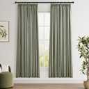 Sage Green Pinch Pleat 100% Blackout Linen Curtains 72 Inches Long 2 Panels Set Thermal Insulated Pleated Linen Curtains for Bedroom Living Room Darkening Pleat Drapes with Hooks Rings Clips 40x72