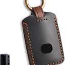 Key Fob Cover Compatible with 2019-2025 Mazda 3 6 CX-70 CX-90 CX-3 CX-5 CX-9 CX-30 CX-50 MX-5 Miata. 4 Button Smart Leather Car Key Shell Case Chain Accessories/ Black