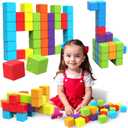 Magnetic Building Blocks, 1.65 inch Large Magnetic Stacking Cubes for Toddlers, Sensory & Montessori Toys for Boys & Girls 1 2 3 Years Old (24 PCS)