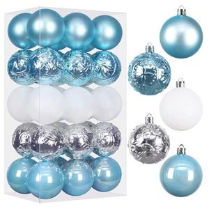 RoseCraft 30PCS Christmas Ball Ornaments, 2.36" Blue/White/Silver Shatterproof Ornaments Set for Christmas Tree Hanging Decorations, for Home Holiday Xmas Party Decor.