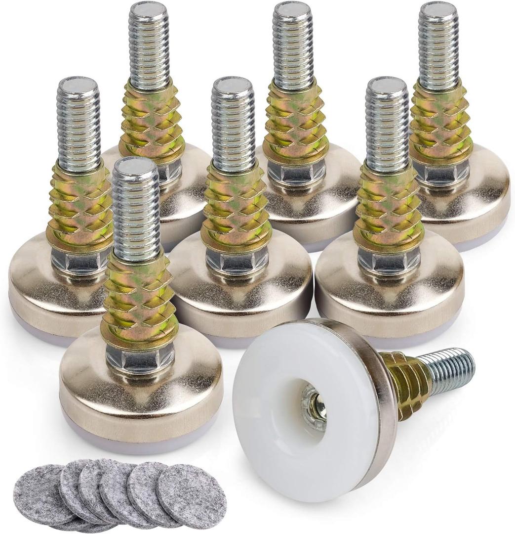 Heavy Duty Furniture Levelers Adjustable Furniture Legs Levelers, Leveling Feet for Tables Chairs Cabinets Sofa Raiser, Support 1320LBs, T- Nut Kit 3/8-16 Thread, Large Base,w/ 4 Felt Pads (8 Pack)