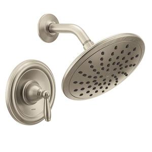 Moen Brantford Brushed Nickel Posi-Temp Shower Trim Kit with 8-Inch Eco-Performance Rainshower and Traditional Handle, Valve Required, T2252EPBN