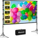 Projector Screen and Stand,GAINVANE 120 inch Portable Projector Screen Indoor Outdoor Projection Screen 16:9 4K HD Wrinkle-Free Light-Weight Movie Screen with Carry Bag for Backyard Movie Night