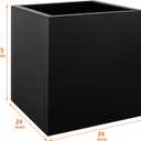 24"x24"x25" Square Steel Planter Box, Heavy Duty Galvanized Metal Planter with Drainage Hole, Rust-Resistant Indoor & Outdoor Planter for Patio, Balcony, Garden