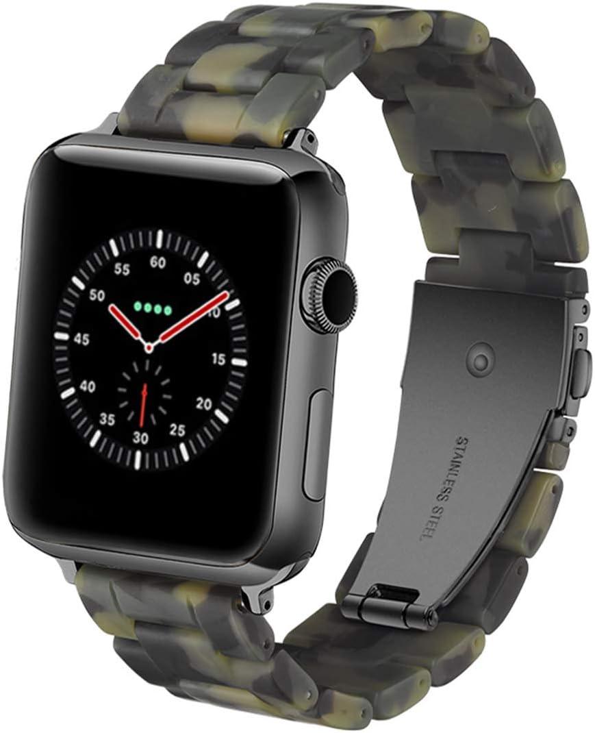 Band Compatible with iWatch 38mm 40mm 41mm 42mm, Colorful Resin Replacement Bracelet Strap for Apple Watch Series 10/9 / 8 / Ultra / 7 / SE / 6/5 / 4/3 Women Men (Army Green)