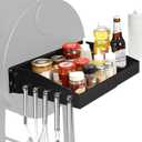 GRISUN Adjustable Folding Grill Side Shelf for Pit Boss 540 & 700FB, Side Prep Table with 5 Tool Hooks for Camp Chef, Char-Griller & Dyna-Glo Grills