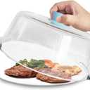Glass Microwave Splatter Cover for Food Tall Microwave Cover with Silicone Knob 100% Food Safe 10in Plate Splatter Guard Lid With Vent Hole BPA Free Dishwasher Safe