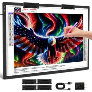 TOHETO Rechargeable A1 Light Pad 35.4”x23.6”, Extra Large LED Light Board for Diamond Painting, 3-Color Modes Light Box, Diamond Art Light Table, Lightbox for Tracing and Drawing, Sketching, Artists