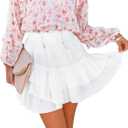 Aoudery Flowy Shorts for Women Casual Ruffle Tiered Skorts High Waist Mini Tennis Golf Skirt Boho Summer Shorts (White)