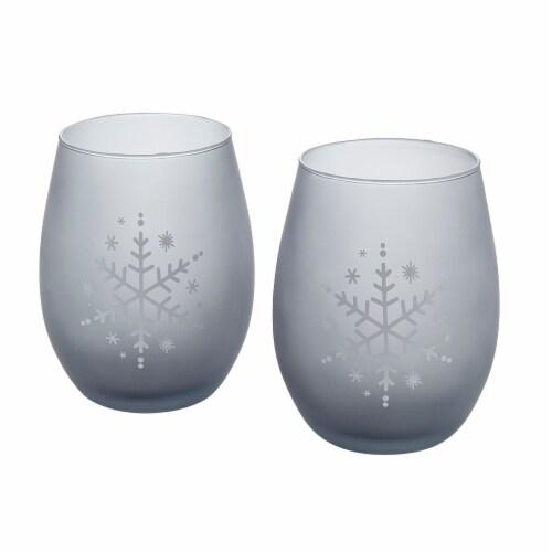 Tabletops Gallery Snowflake Stemless Wine Glass Set - Gray, 2 pk