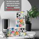 Compatible for iPhone 15 Pro Max Case Cute with Card Holder Shockproof Slim Slot Phone Promax Wallet Cover/Blue Flowers Wild Rose Paisley Peony Floral Lovely