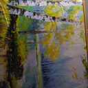 YCPRIMER Birch Tree Wall Art for Living Room Forest Wall Decor Green Trees Picture Lake Forest Landscape Painting Home Bedroom Decoration Green and White Artwork Decor Size 29×58Inch