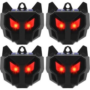 Solar Nocturnal Animal Repeller Outdoor with Predator Eyes Auto Activate Predator Deterrent Guard Lights for Coyote Skunk Deer Fox Raccoon,Nighttime Protection for Chicken Coop Yard Garden, 4 Pack
