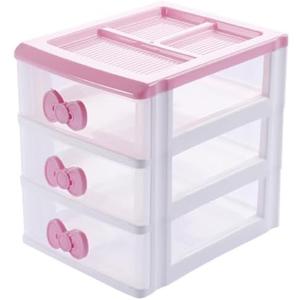Pink 3-Tier Desk Organizer  Compact Plastic Storage Box for Makeup, Jewelry, School Supplies & Art Crafts  Desktop Tidy for Bedroom Vanity or Dorm Room (Classical)