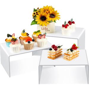 Extra Large Acrylic Display Risers Clear Acrylic Shelf Riser Display Stands Thick Rectangular for Collectibles Figures