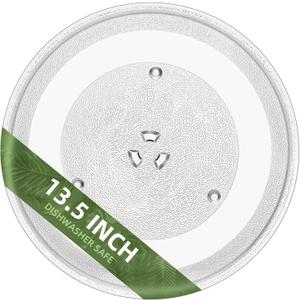 13.5" Microwave Glass Turntable Plate Compatible with 5304509621 Frigidaire microwave plate WB39X10032 GE microwave plate replacement JVM3106 WB49X10002 13 1/2" Samsung Microwave Plate DE74-20016A (13.5" Big Coupler Hole)